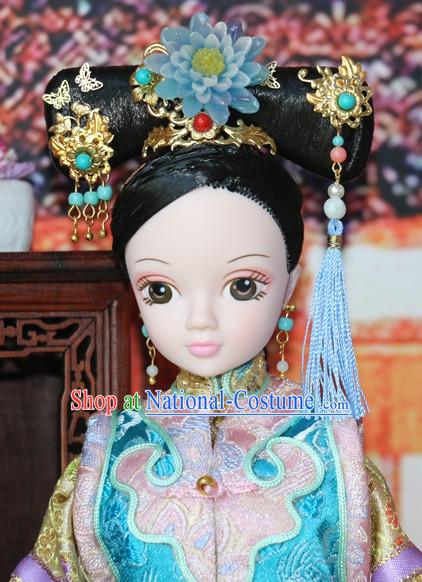 Traditional Chinese Women Qing Empress Headpiece Princess Headdress Palace Hair Decorations Royal Hair Sticks Head Gear Hair Decoration Set