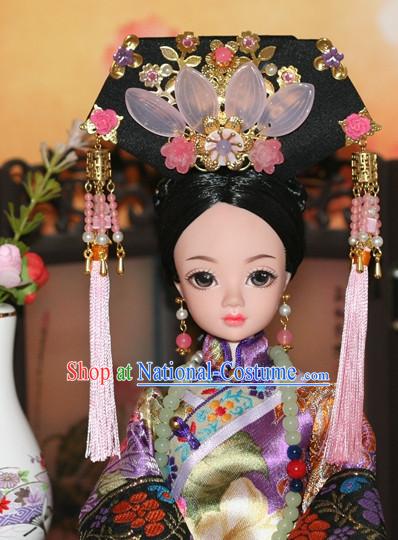 Traditional Chinese Qing Empress Headpiece Princess Headdress Palace Hair Decorations Royal Hair Sticks Head Gear Hair Decoration Set