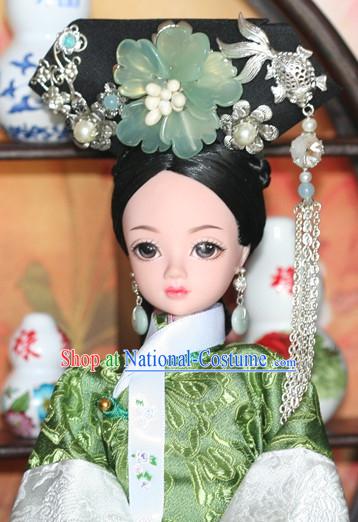 Traditional Chinese Qing Empress Headpiece Princess Headdress Palace Hair Decorations Royal Hair Sticks Head Gear Hair Decoration Set