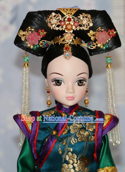 Traditional Chinese Qing Empress Headpiece Princess Headdress Palace Hair Decorations Royal Hair Sticks Head Gear Hair Decoration Set