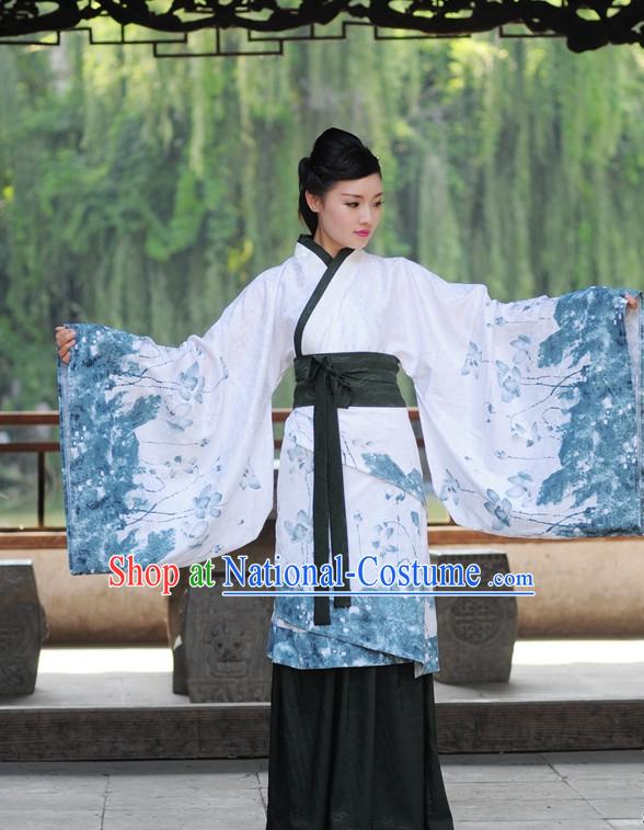 Ancient Chinese Han Dynasty Dresses Hanfu Quju Clothing Hanbok Kimono Complete Set for Women