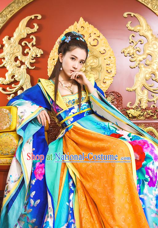 Ancient Chinese Aristocrat Clothing and Headpieces Complete Set for Women Girls