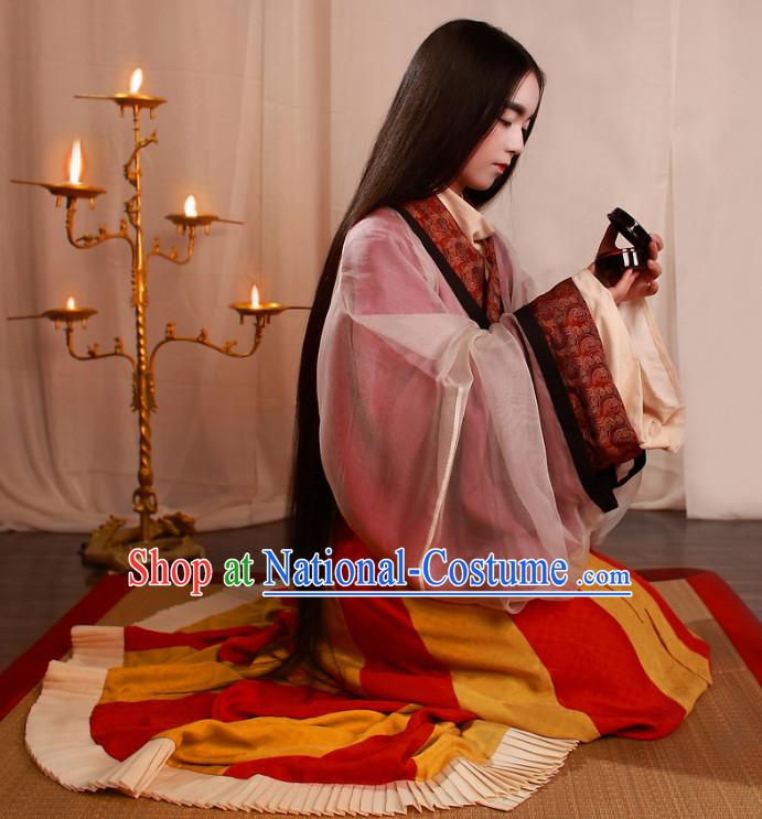 Chinese Ancient Han Dynasty Palace Princess Hanfu Clothing Complete Set