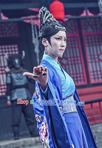 Top Chinese Ancient Tie Shan Princess Costumes and Headwear Complete Set for Women