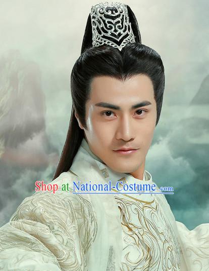 Ancient Chinese Superhero Knight Hair Hat Wig Hair Accessories Headpiece Headdress for Men