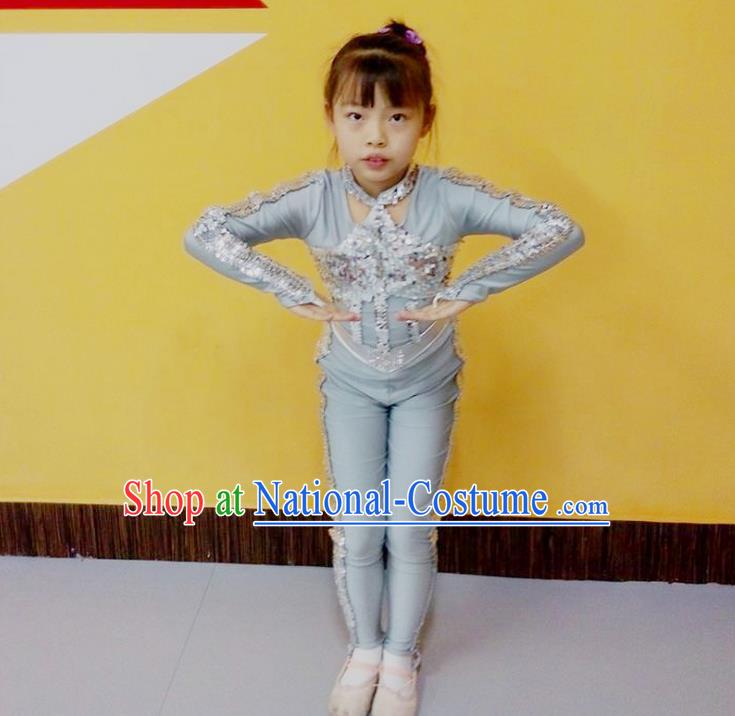 Traditional Chinese Yangge, Children Fan Dancing Wholesale Costume, Folk Dance Yangko Costume Dancewear for Kids