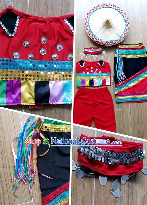 Traditional Chinese Yangge Children Fan Dancing Costume Folk Dance Yangko Costume for Women