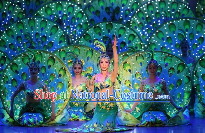 Traditional Chinese Yangge, Fan Dancing Wholesale Costume, Folk Dance Yangko Costume Peacock Dancewear for Women