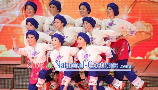 Traditional Chinese Yangge, Fan Dancing Wholesale Costume, Folk Dance Yangko Costume, Traditional Chinese Nationality Flying Dancewear for Women