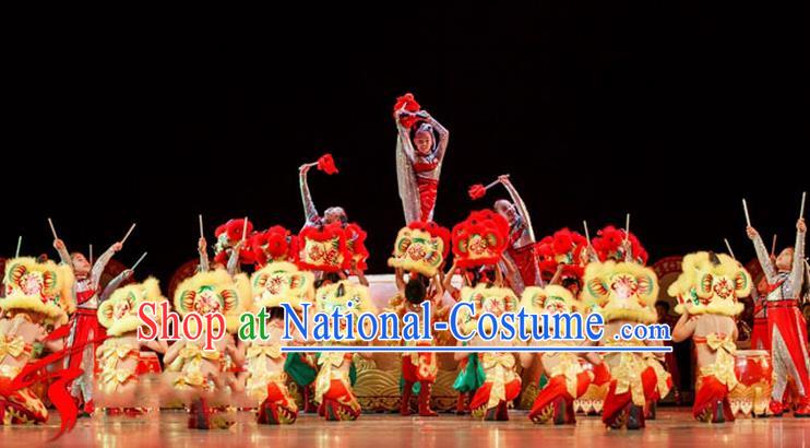 Traditional Chinese Yangge, Children Fan Dancing Wholesale Costume, Folk Dance Yangko Drum Dance Costume, Traditional Chinese Nationality Drums Dancewear for Kids