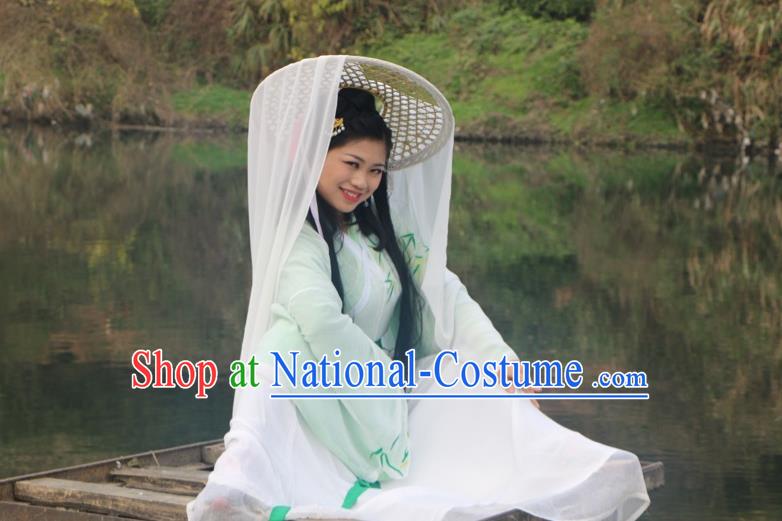 Traditional Chinese Acient Swordswoman Hats, Swordswomen Mask Veil Headwear, Bamboo Hat for Women