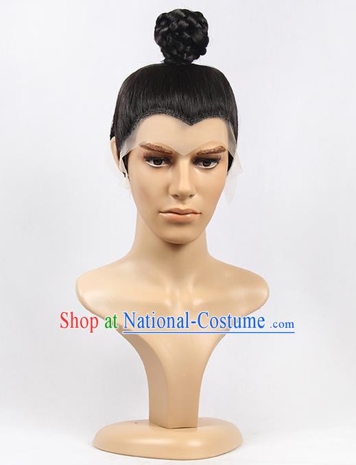 Chinese Ancient Swordsman Long Wig Set, Traditional Chinese Wig for Men