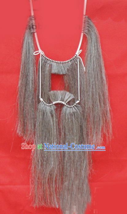 Chinese Ancient Opera Old Men Long Wig Beard, Traditional Chinese Beijing Opera Props Mustache