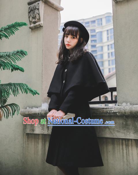 Traditional Classic Women Clothing, Traditional Classic British Restoring Ancient Ways Cape Coat Woolen Dust Coat for Women