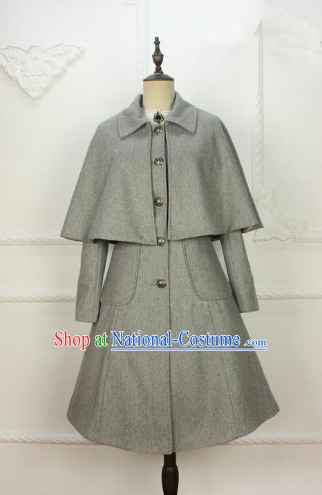 Traditional Classic Women Clothing, Traditional Classic British Restoring Ancient Ways Cape Coat Woolen Dust Coat for Women