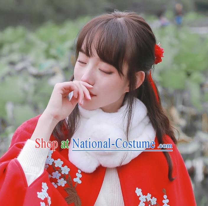 Traditional Classic Chinese Rabbit Fur Collar, Hanfu Han Dynasty Neckerchief for Women