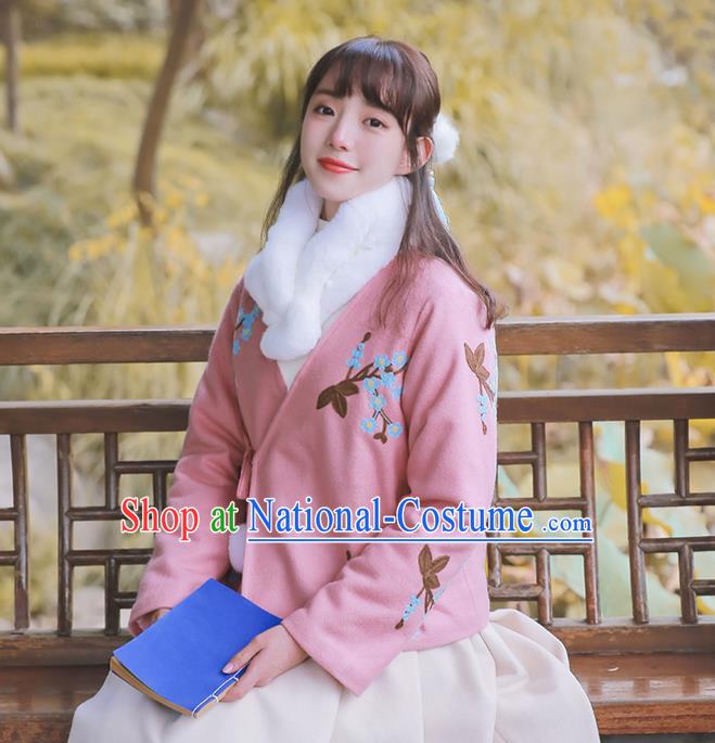 Traditional Classic Women Clothing, Traditional Chinese Classic Hanfu Woolen Coat, Han Dynasty Short Embroidered Coat for Women