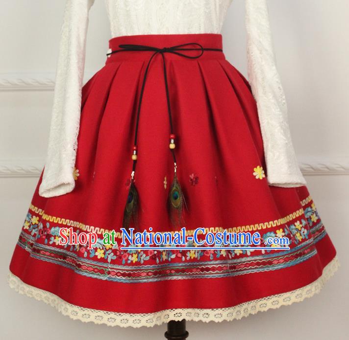 Traditional Classic Women Clothing, Traditional Chinese Classic Hanfu Woolen Embroidered Skirt for Women