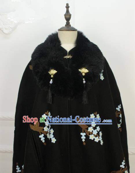 Traditional Classic Women Clothing, Traditional Classic Chinese Han Dynasty Woolen Cloak, Chinese Ancient Style Hanfu Embroidered Wool Cape for Women