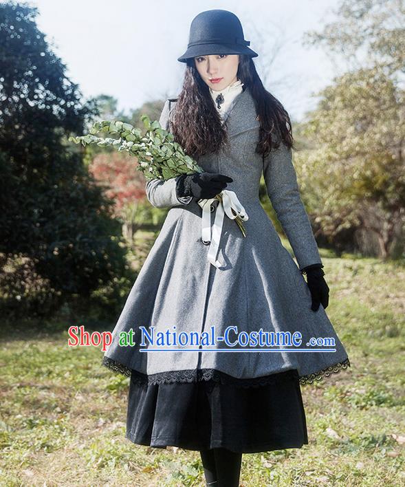 Traditional Classic Women Clothing, Traditional Classic Woolen Coat, British Restoring Ancient Wool Dust Coat for Women