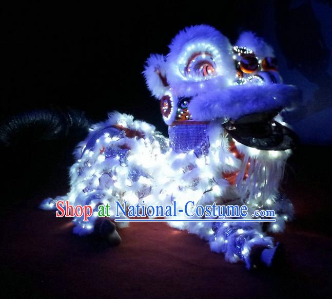 World Lion Dance Competition Red Fur Hoksan Lion Head Adult Size Costumes Complete Set, Led Light Lion Dance Costume for Men