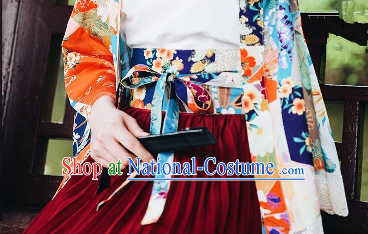 Traditional Japanese Restoring Ancient Kimono Wide Belt, China Kimono improved Double Waist Closure for Women