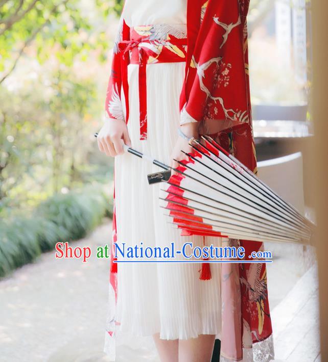 Traditional Japanese Restoring Ancient Kimono Costume, China Kimono Pleated Skirt Chiffon Long Dress for Women