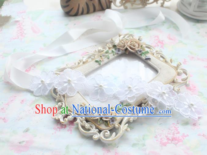 Traditional Classic Hair Accessories, Restoring Ancient Lace Princess Handmade Flowers Hair Ribbon for Women