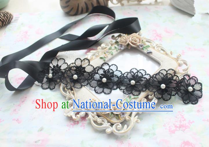 Traditional Classic Hair Accessories, Restoring Ancient Lace Princess Handmade Flowers Hair Ribbon for Women