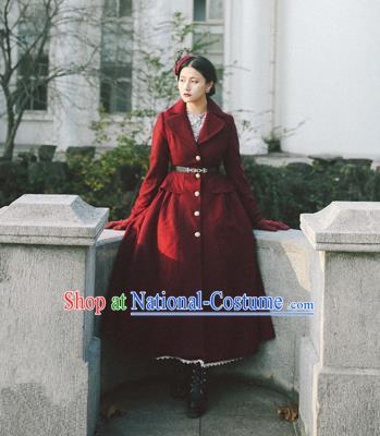 Traditional Classic Elegant Women Costume Woolen Coat, Restoring Ancient Gothic Princess Dust Coat for Women