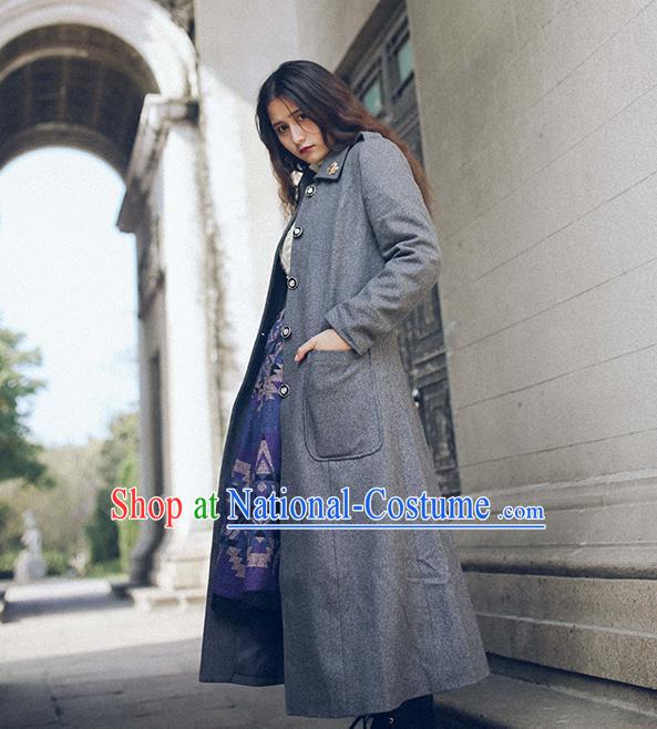 Traditional Classic Elegant Women Costume Woolen Coat, Restoring Ancient British Style Wool Dust Coat for Women