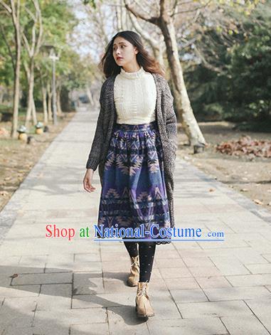 Traditional Classic Elegant Women Costume Woolen Half Skirt, Restoring Ancient Princess Wool Dress for Women