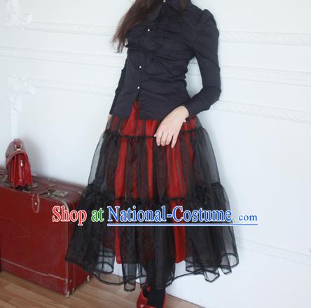 Traditional Classic Elegant Women Costume Organdy Half Skirt, Restoring Ancient Princess Gothic Organza Dress for Women