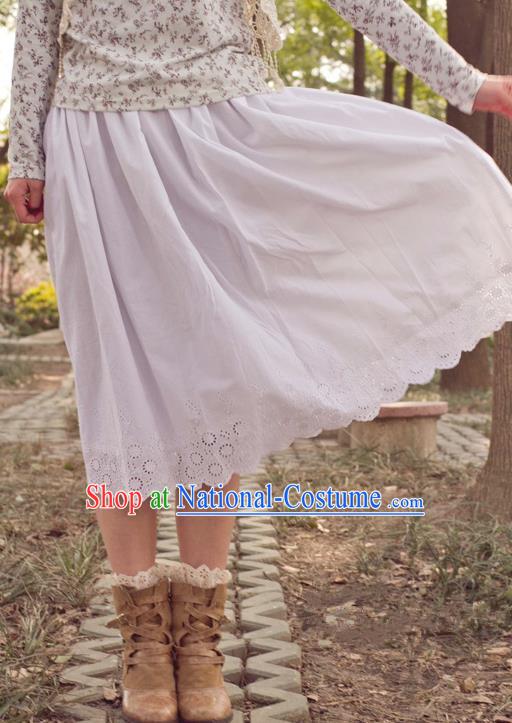 Traditional Classic Elegant Women Costume Cotton Half Skirt, Restoring Ancient Princess Embroidered Long Skirt for Women