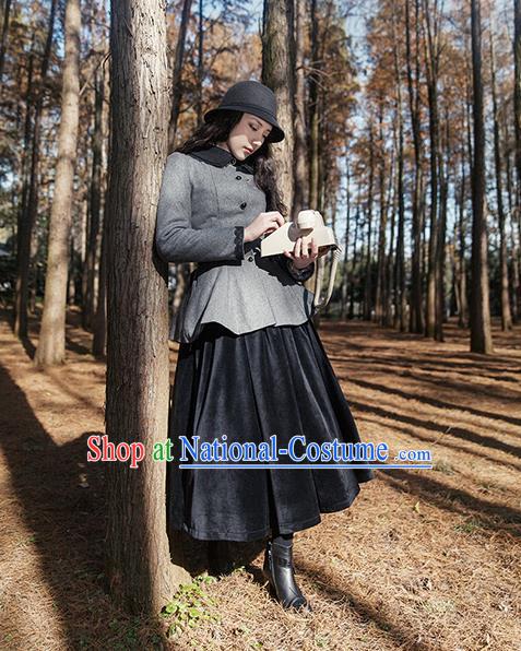 Traditional Classic Elegant Women Costume Bust Skirt, Restoring Ancient Princess Velvet Long Giant Swing Skirt for Women