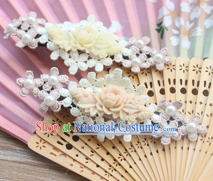 Traditional Classic Chinese Restoring Ancient Hair Jewelry Accessories Hair Claws, Elegant Lace Embroidery Flower Hairpin for Women