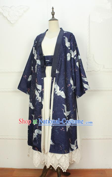 Traditional Japanese Restoring Ancient Kimono Costume Haori Smock, China Hanfu BeiZi Modified Long Cardigan for Women