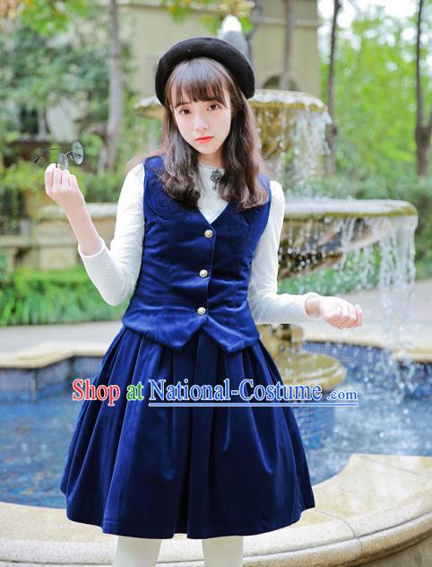 Traditional Classic Elegant Women Velvet Costume Complete Set, British Restoring Ancient Princess Velvet Vest and Skirt Outfit for Women