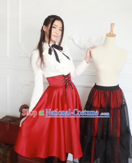 Traditional Classic Elegant Women Costume Fishbone Bust Skirt, Restoring Ancient Princess Drawnstring Gothic Giant Swing Skirt for Women