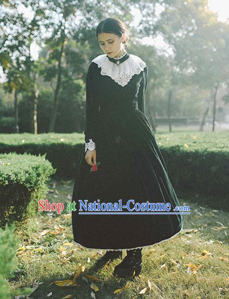 Traditional Classic Elegant Women Costume Palace Velvet One-Piece Dress, Restoring Ancient Princess Royal Pleuche Long Dress for Women