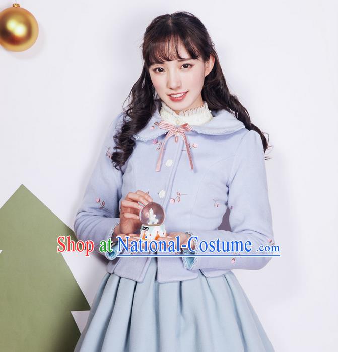 Traditional Classic Elegant Women Costume Palace Woolen Jacket, Restoring Ancient Princess Wool Sweet Short Coat for Women