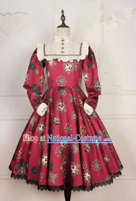 Traditional Classic Elegant Women Costume One-Piece Dress, British Restoring Ancient Princess Gothic Dress for Women