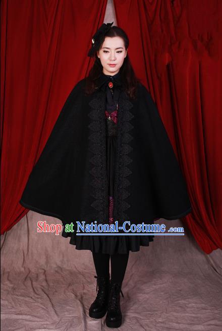 Traditional Classic Elegant Women Costume Woolen Cape, Restoring Ancient Gothic Royal Wool Lace Cloak for Women