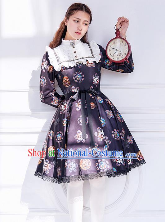 Traditional Classic Elegant Women Costume One-Piece Dress, British Restoring Ancient Princess Gothic Dress for Women