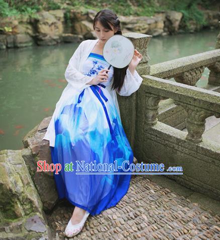 Traditional Classic Chinese Elegant Women Costume Hanfu Bust Skirt, Restoring Ancient Han Dynasty Princess Change Color Ruqun Dress for Women