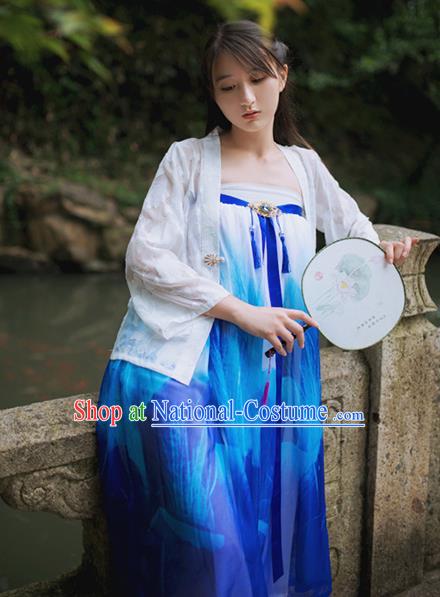 Traditional Classic Chinese Elegant Women Costume Hanfu Smock, Restoring Ancient Han Dynasty Shadow Short Cardigan for Women