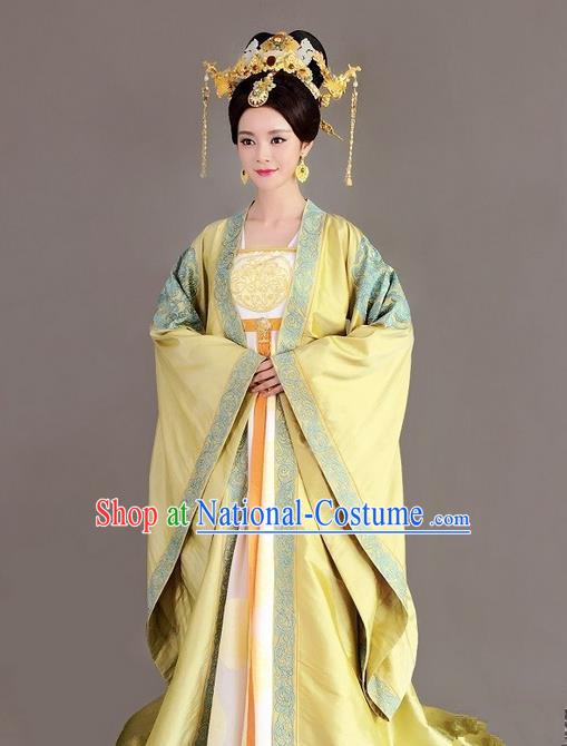 Traditional Chinese Ancient Imperial Emperess Concubine Costumes, Ancient Chinese Cosplay Queen Costume and Hair Accessories Complete Set for Women