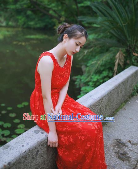 Traditional Classic Elegant Women Costume One-Piece Dress, Restoring Ancient Embroidered Lace Full Dress for Women