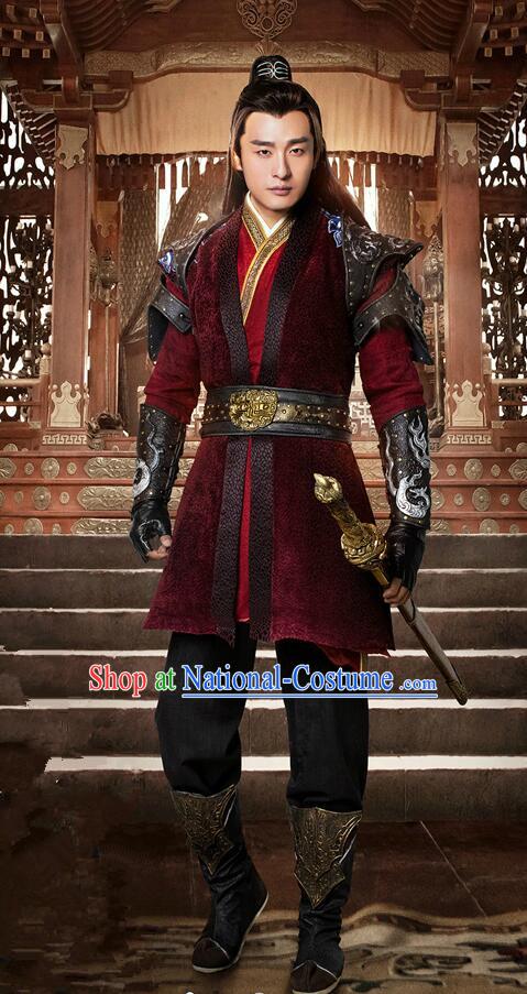 Traditional Chinese Ancient Men Costumes, Ancient Chinese Cosplay General Swordsmen Knight Costume Armour Complete Set for Men