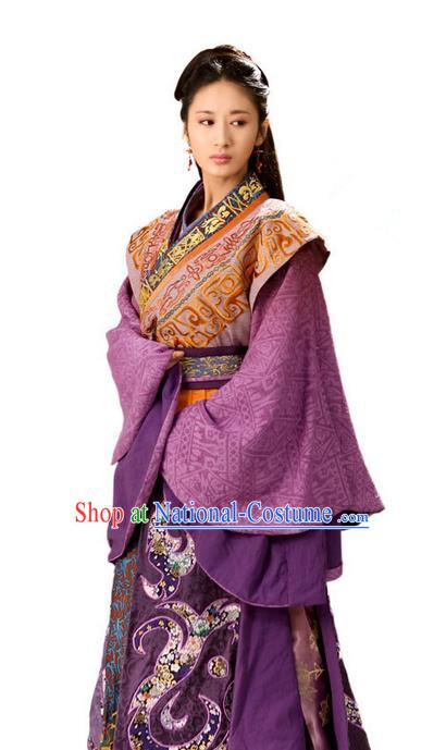 Traditional Chinese Ancient Imperial Princess Wedding Costumes, Ancient Chinese Cosplay Queen Princess Embroidered Costume and Hair Accessories Complete Set for Women